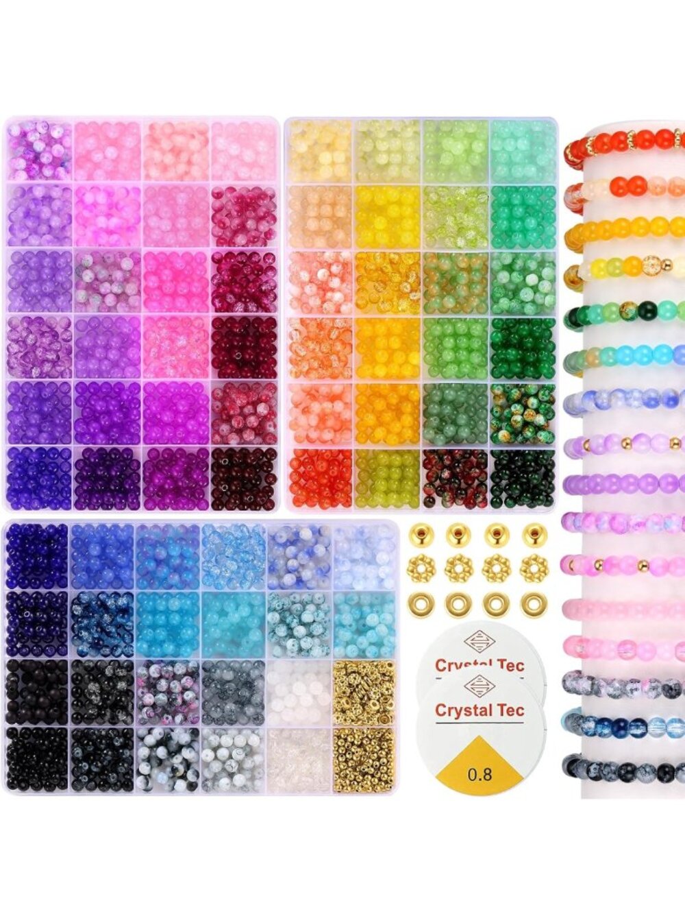 Vibrant 2700pcs Glass Beads Set - 70 Colors for DIY Jewelry & Bracelet Making
